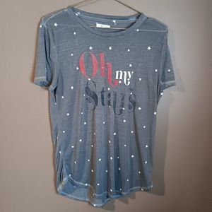Maurices Shirt Womens S Small Gray Short Sleeve Oh My Stars